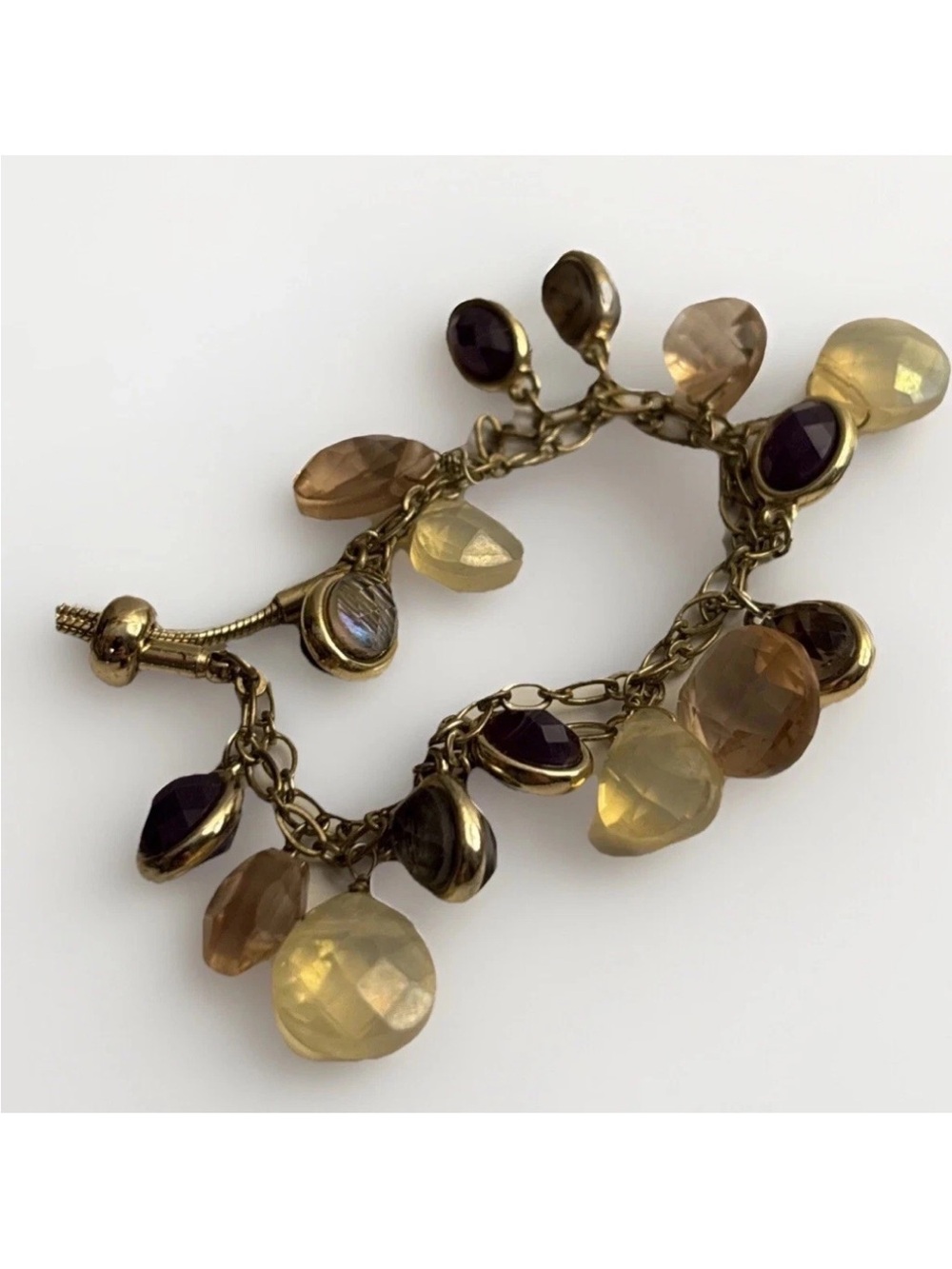 Anne Klein Gold-Tone Bracelet with Amber, Brown and Plum Drops